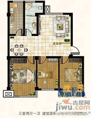 锦江城市苑绿景2室1厅1卫70㎡户型图