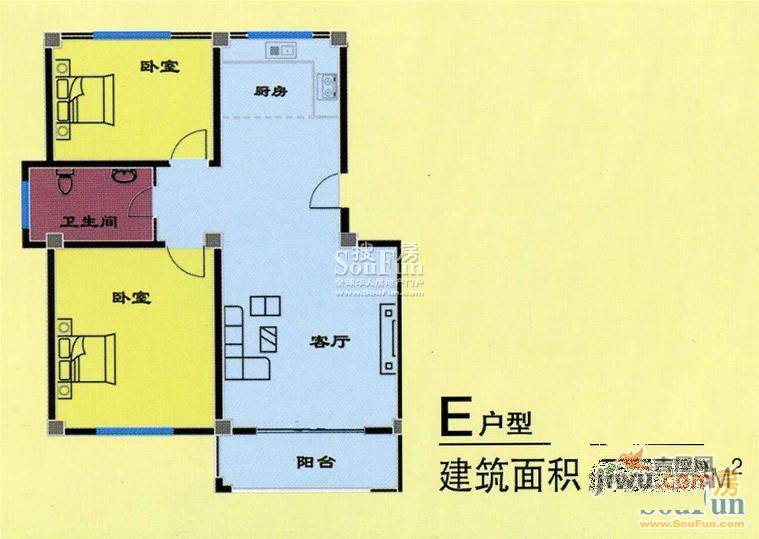 滨海佳苑1室1厅1卫52.9㎡户型图