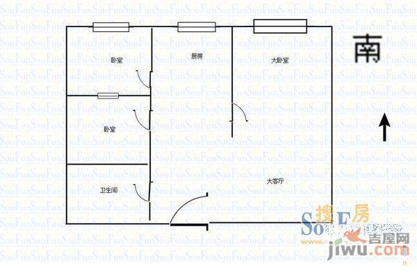 戚家夼2室1厅1卫户型图