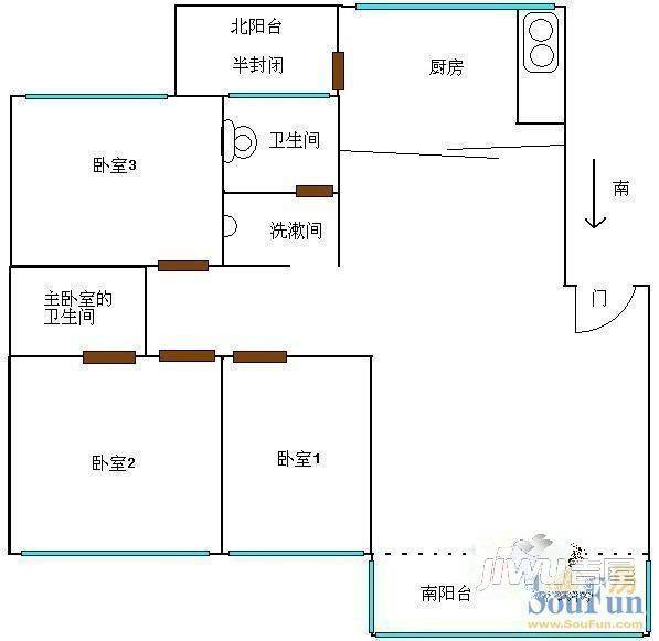 金长城2室1厅1卫户型图