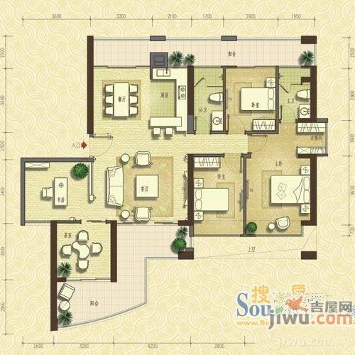 恒兴碧海康居2室2厅1卫户型图