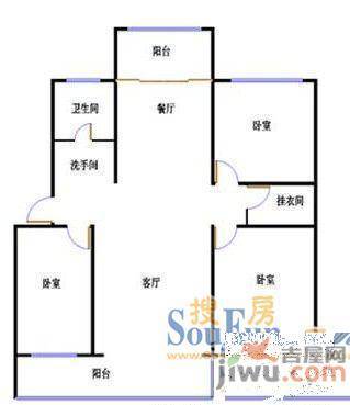 恒兴碧海康居2室2厅1卫户型图