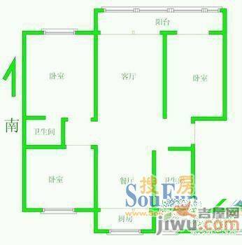 东发园林1室1厅1卫户型图