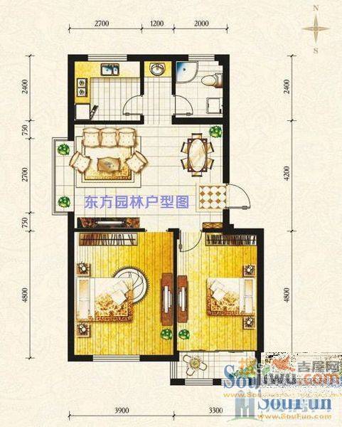 东发园林1室1厅1卫户型图