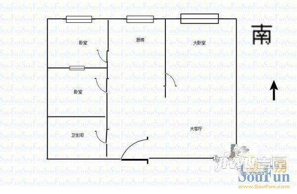 金谷公寓2室2厅1卫户型图