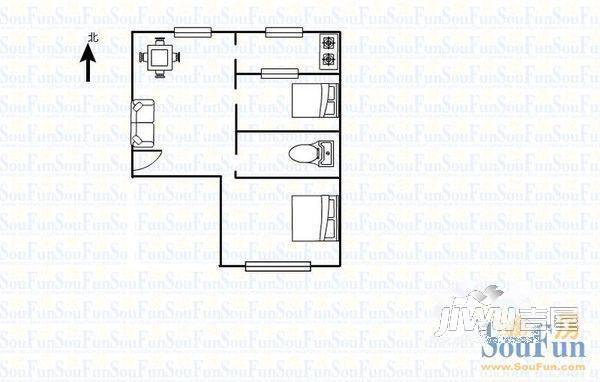 金谷公寓2室2厅1卫户型图