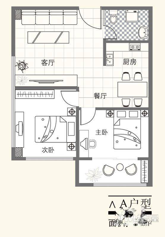 金谷公寓2室2厅1卫户型图