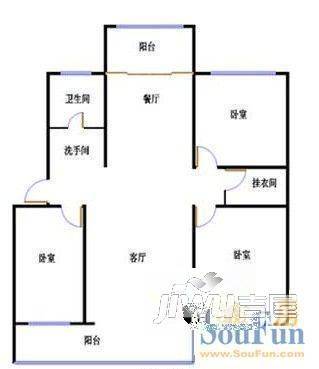 银海花园3室1厅1卫户型图