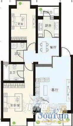 松海四季花园1室2厅1卫户型图