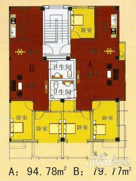 鸣翠园2室1厅1卫户型图