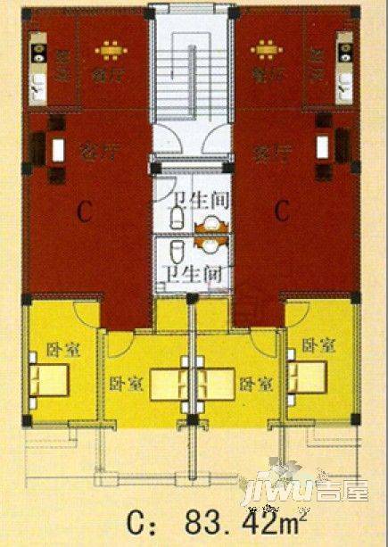 鸣翠园2室1厅1卫户型图