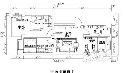 鸣翠花园1室1厅1卫户型图