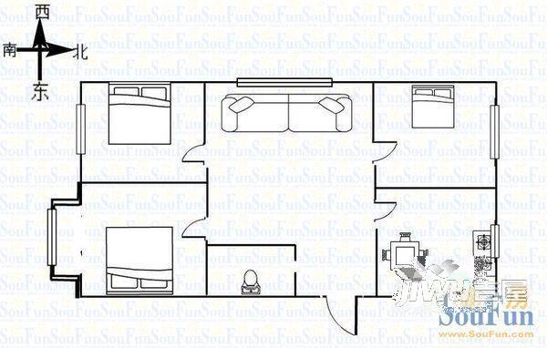 桃园小区(环翠)2室1厅1卫户型图