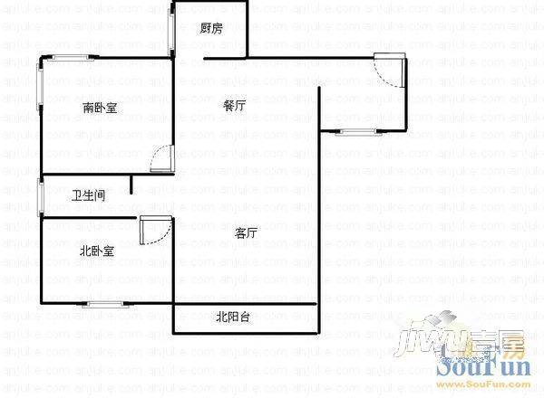 桃园小区(环翠)2室1厅1卫户型图