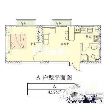 航海盛都1室1厅1卫户型图