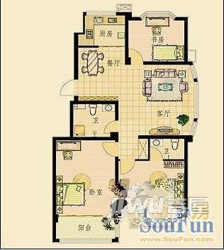 宜家花园2室1厅1卫户型图