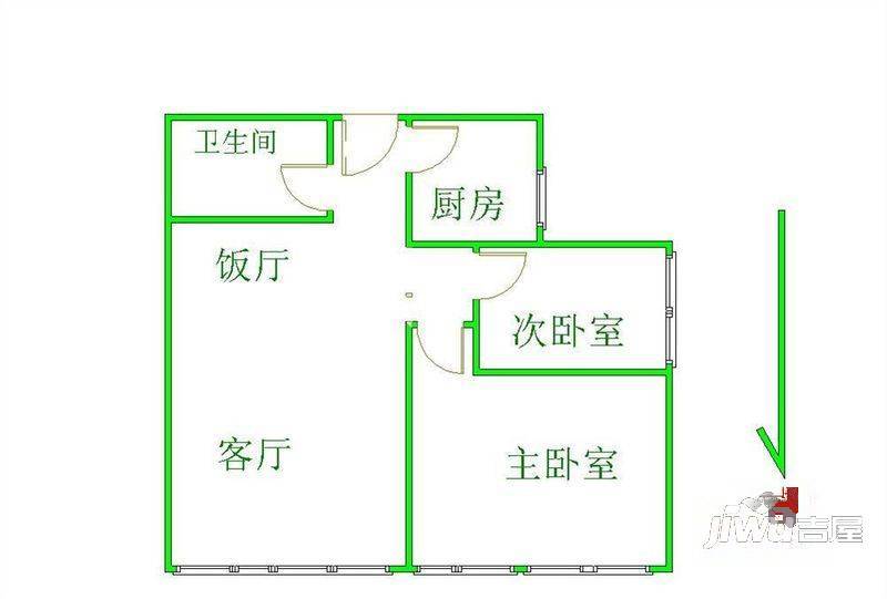 宜家花园2室1厅1卫户型图