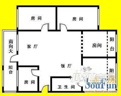 皇冠精装公寓3室2厅1卫户型图