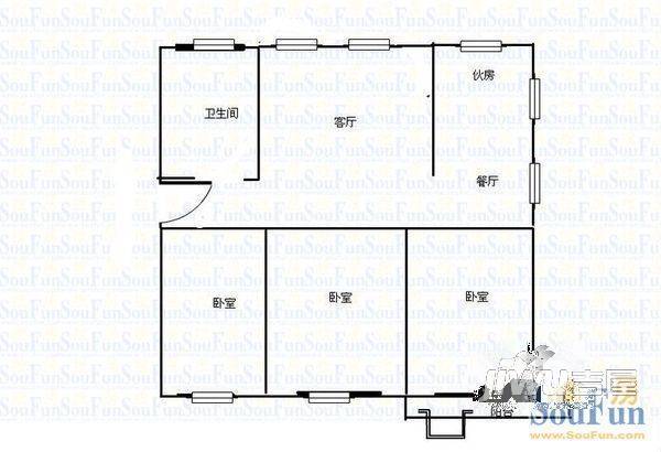 皇冠精装公寓3室2厅1卫户型图