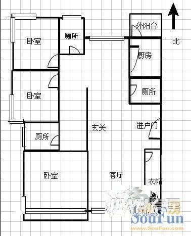 悦海花园3室2厅2卫189.1㎡户型图