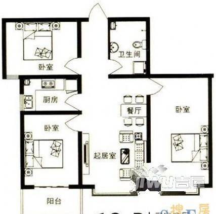 如意花园1室1厅1卫71.2㎡户型图