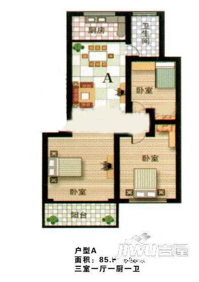 齐鲁海滨花园3室2厅2卫户型图