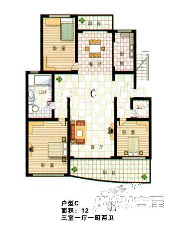 齐鲁海滨花园3室2厅2卫户型图