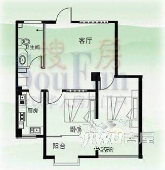 旭日蓝湾2室2厅1卫72.6㎡户型图