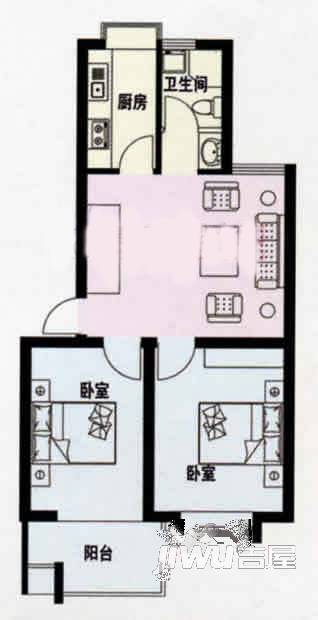 金海苑2室1厅1卫户型图