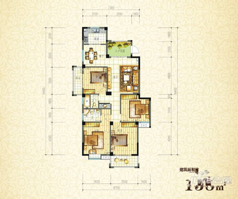 盛天华府3室2厅2卫115㎡户型图