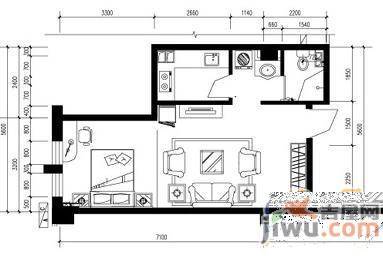 中房富力城1室1厅1卫70㎡户型图