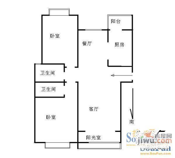 兴泰隆·创享国际2室2厅1卫户型图