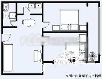 枕水花园2室1厅1卫户型图