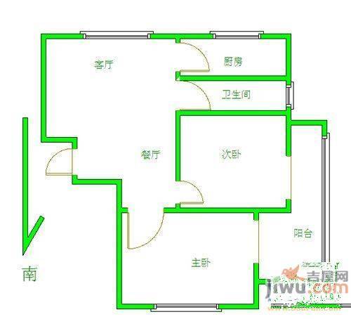 中都花园2室2厅1卫户型图