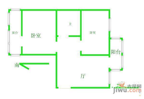 中都花园2室2厅1卫户型图