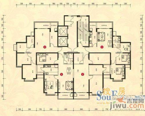 新海公寓2室2厅1卫户型图