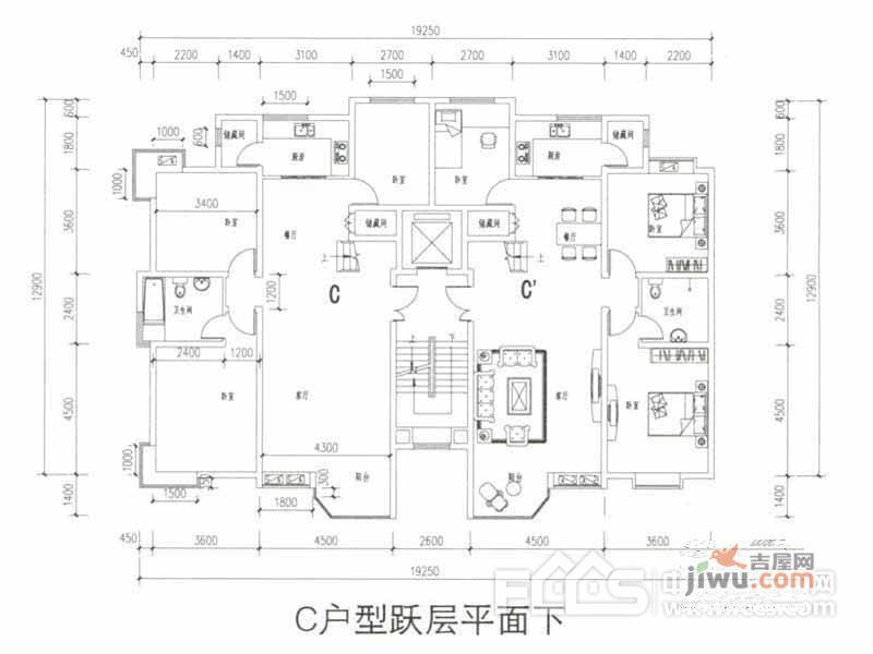 新海公寓2室2厅1卫户型图