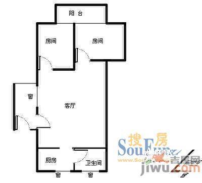 西桥巷2室1厅1卫户型图