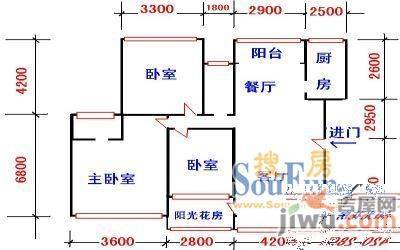 雪绒花苑2室2厅1卫户型图