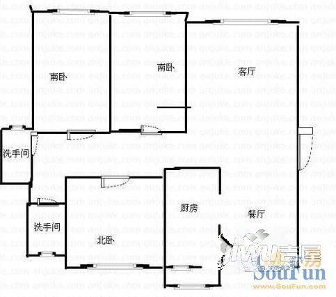 怡景苑2室1厅1卫户型图