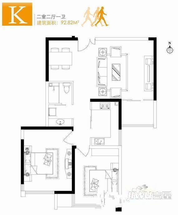 鲁银拾城塾1室1厅1卫户型图