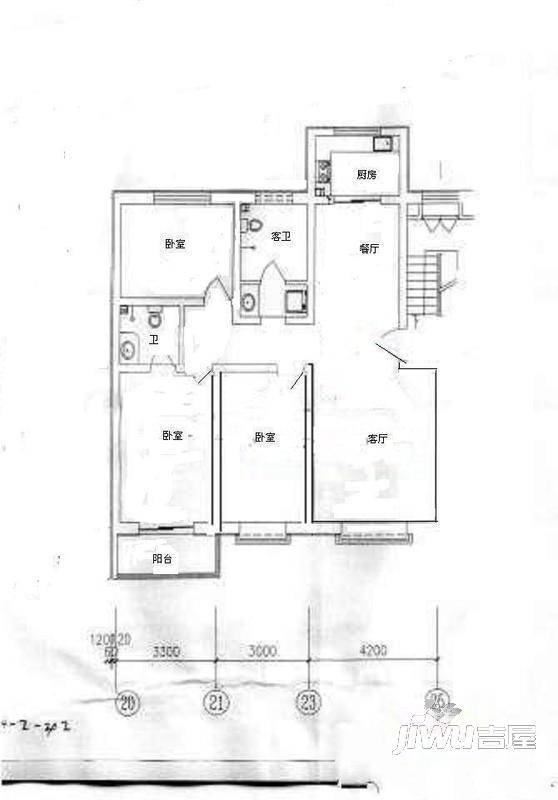 北安小区2室1厅1卫户型图