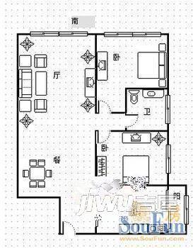 云翠园2室2厅1卫户型图