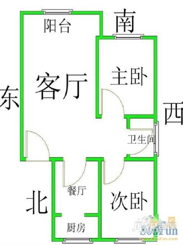 知春园1室1厅1卫户型图