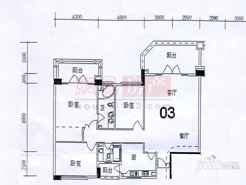 嘉园小区2室2厅1卫户型图