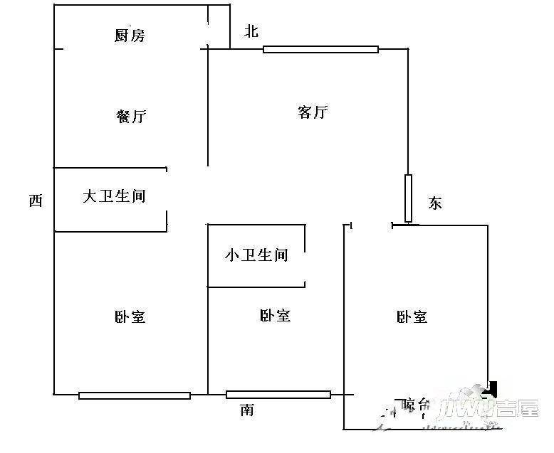 万国香苑2室1厅1卫户型图