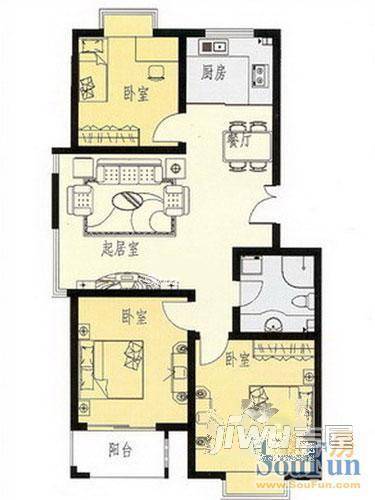 安居苑3室2厅1卫户型图