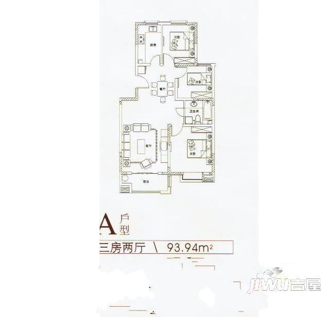 丽水家园2室2厅1卫户型图