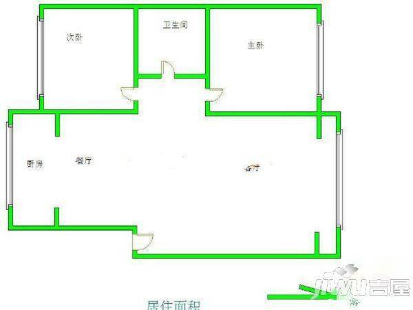 五里水乡2室2厅1卫户型图