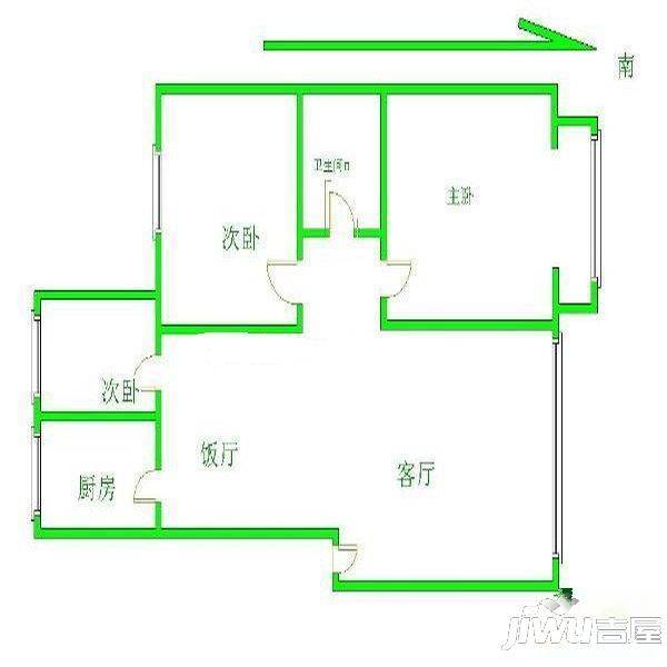 五里水乡2室2厅1卫户型图